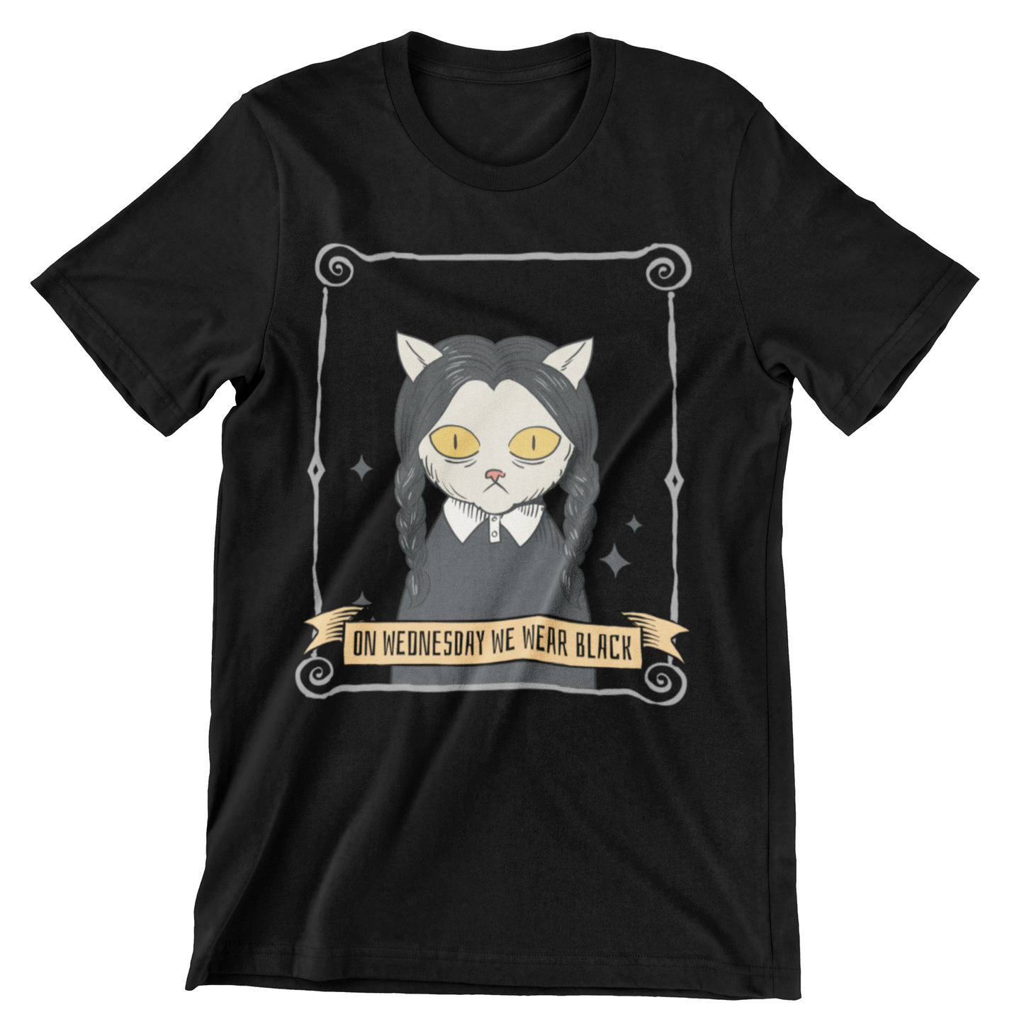 FUNNY CAT LOVER SHIRT WEDNESDAY WE WEAR BLACK HALLOWEEN CAT