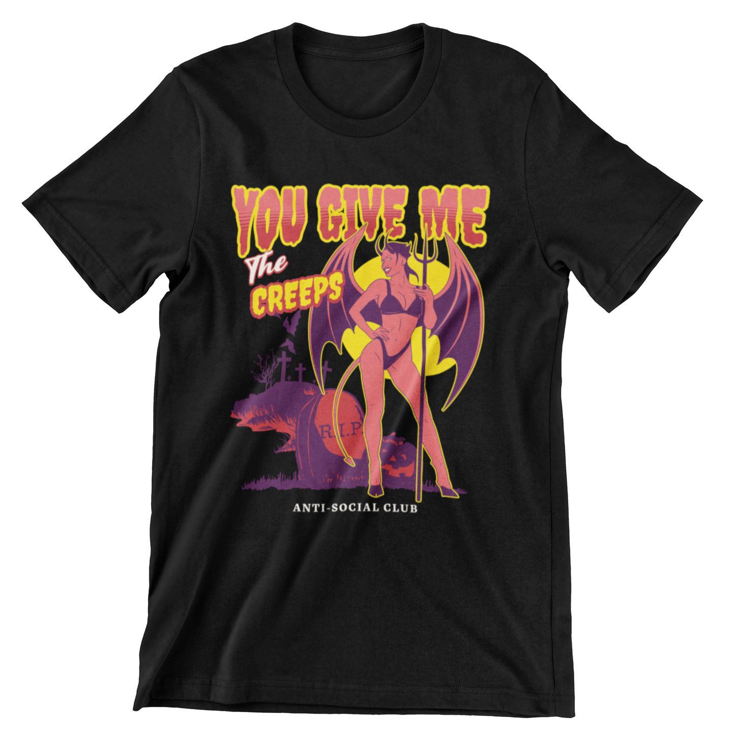 YOU GIVE ME THE CREEPS ROCKABILLY EMO VINTAGE HALLOWEEN STYLE TSHIRT